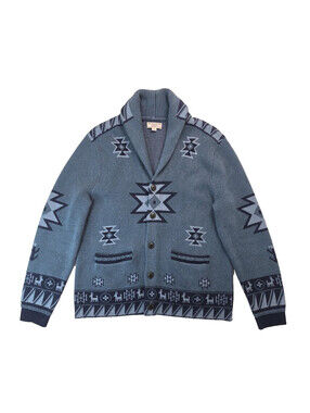 Wallace & Barnes Western Aztec Jacquard Shawl Knit Cardigan Mens Size Large L